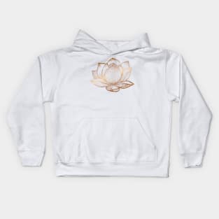 Golden Lotus Flower on White Kids Hoodie